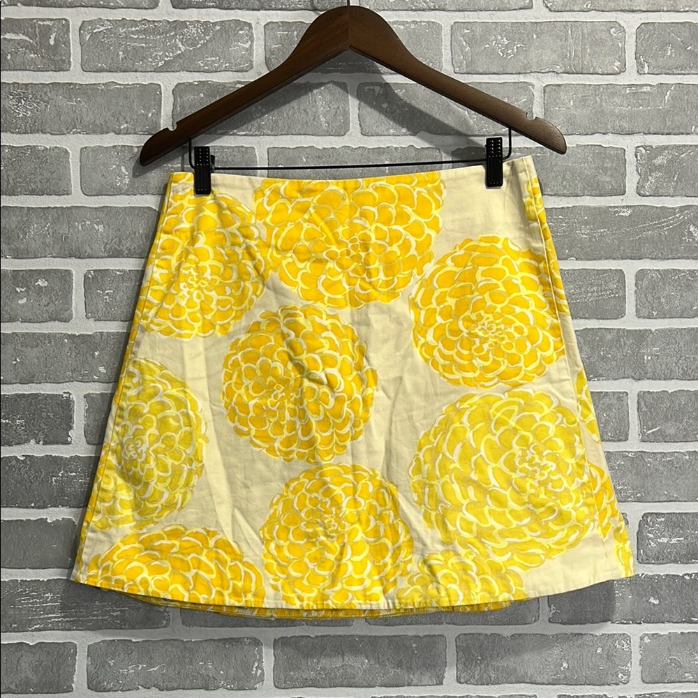 Lesley Evers Yellow and White A-Line Mini Skirt Floral Skirt‎ Women’s Size Small - Picture 4 of 10